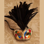 Venetian Masks Venetian Masks Galletto Multi Black Feathers