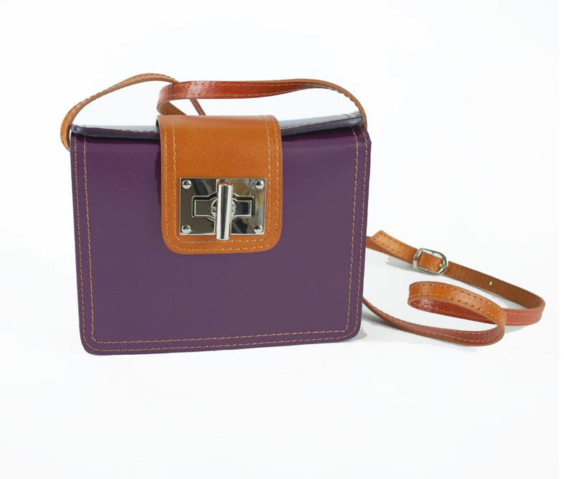 Vera Pelle Leather Goods Lucia Purple Cross-Body Bag