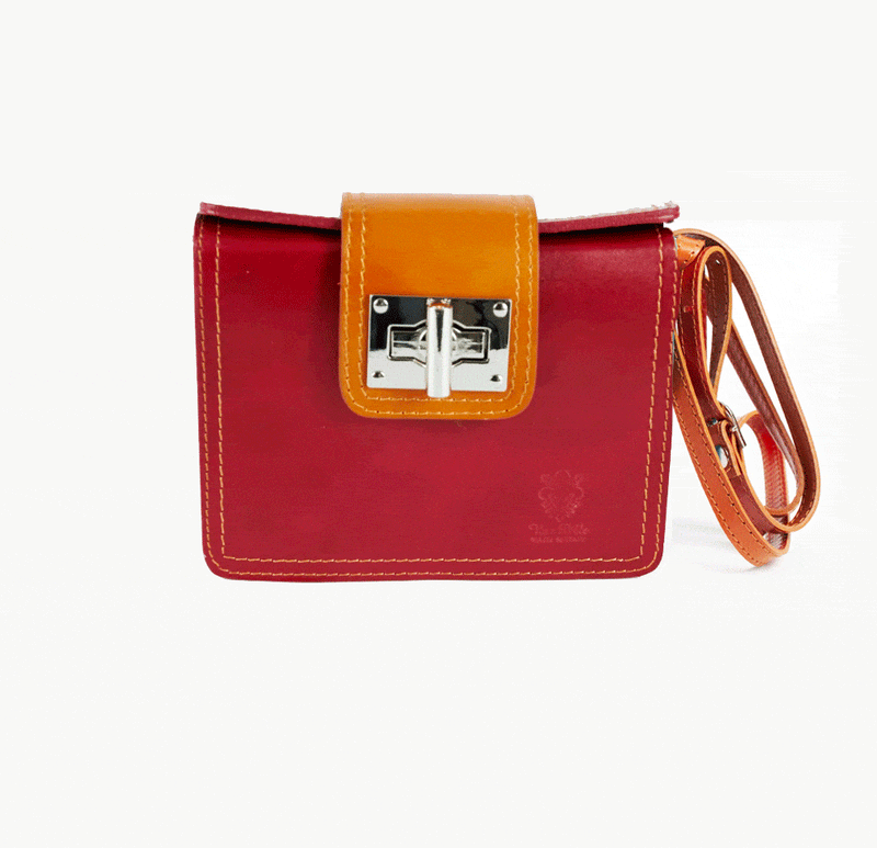 Vera Pelle Leather Goods Lucia Red Cross-Body Bag