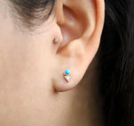 Anzie Earrings Deco Opal & Diamond 14K Studs