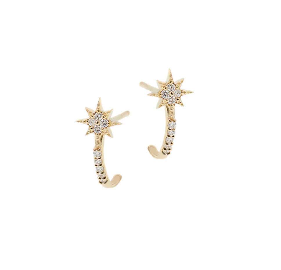 Anzie Earrings Diamond North Star Hoop Studs