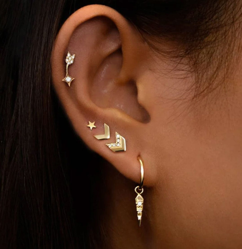 Anzie Earrings Diamond Pavé Chevron 14K Stud