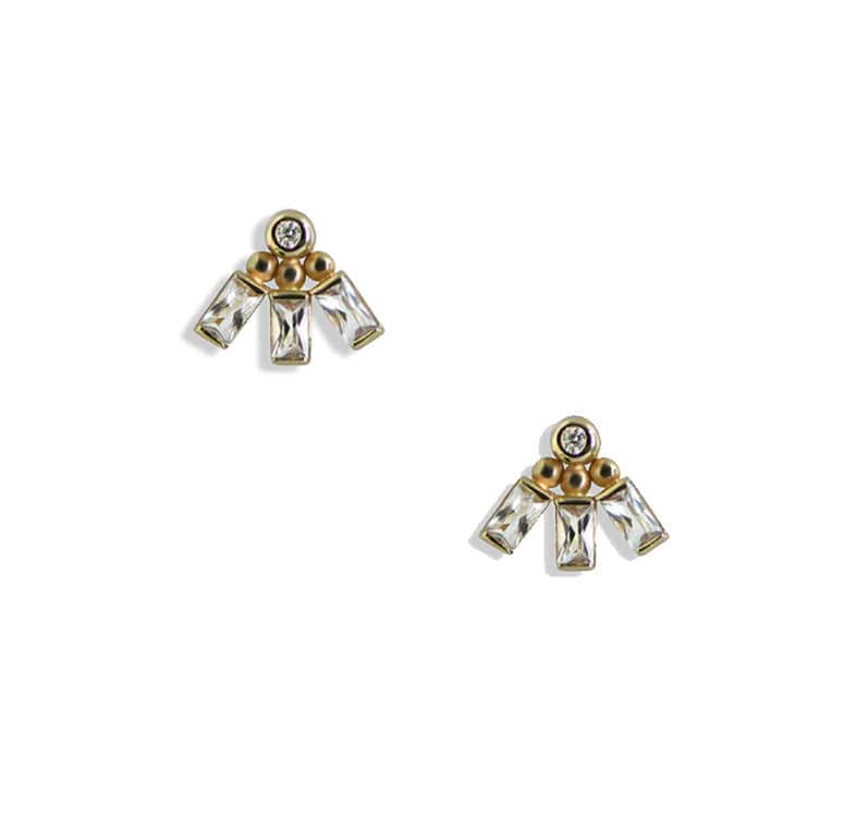 Anzie Earrings Topaz Diamond Fan 14k Stud