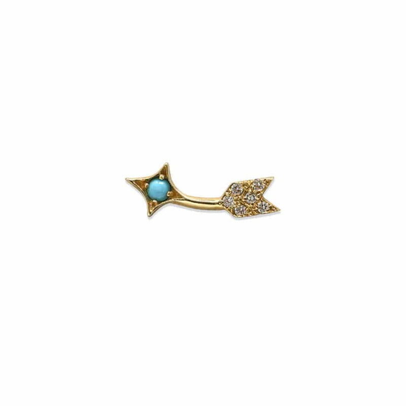 Anzie Earrings Turquoise/Diamond 14k Arrow Single Stud