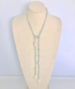 In2Design Necklaces Alice Pearl & Aquamarine Lariat Necklace