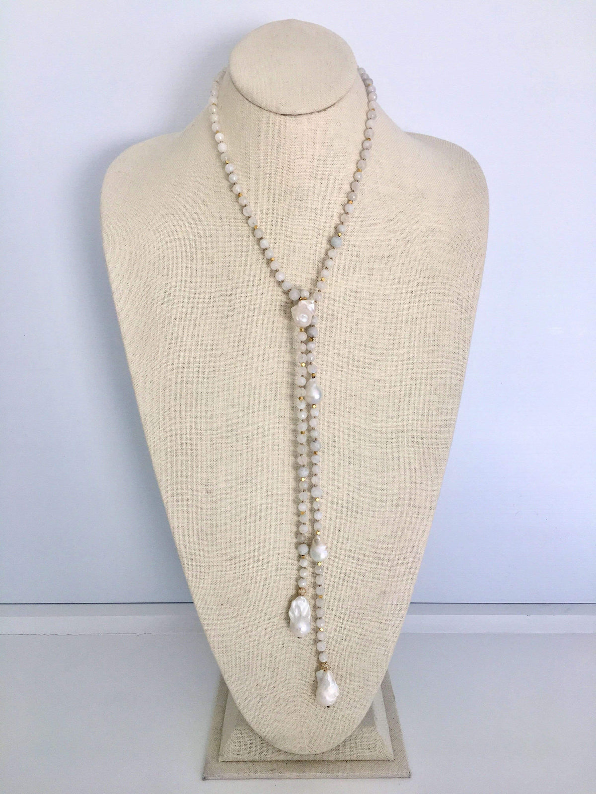 In2Design Necklaces Alice Pearl/Moonstone Lariat Necklace