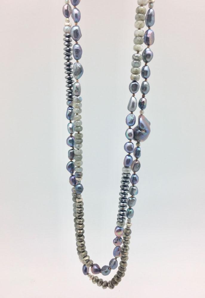 Slate Braided Wire Necklace w/ Iridescent Beads – Lynne Goldman