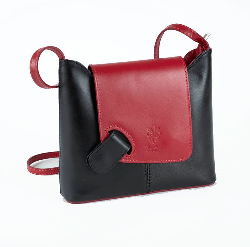 Italian Leather Leather Goods Cascino Black/Red Cross Body