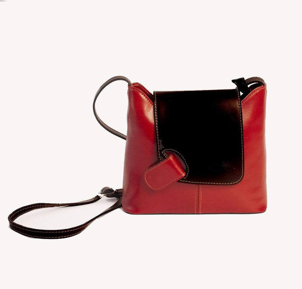 Italian Leather Leather Goods Cascino Red/Black Cross Body