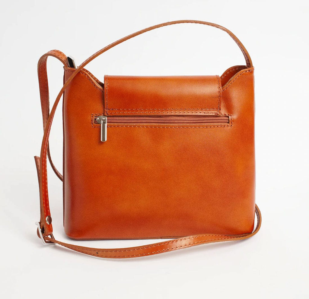 Vera Pelle Italy Blue & Brown Leather Small Crossbody Purse Handbag 💙