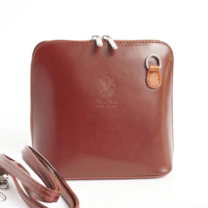 Italian Leather Leather Goods Celia Brown & Tan Cross Body