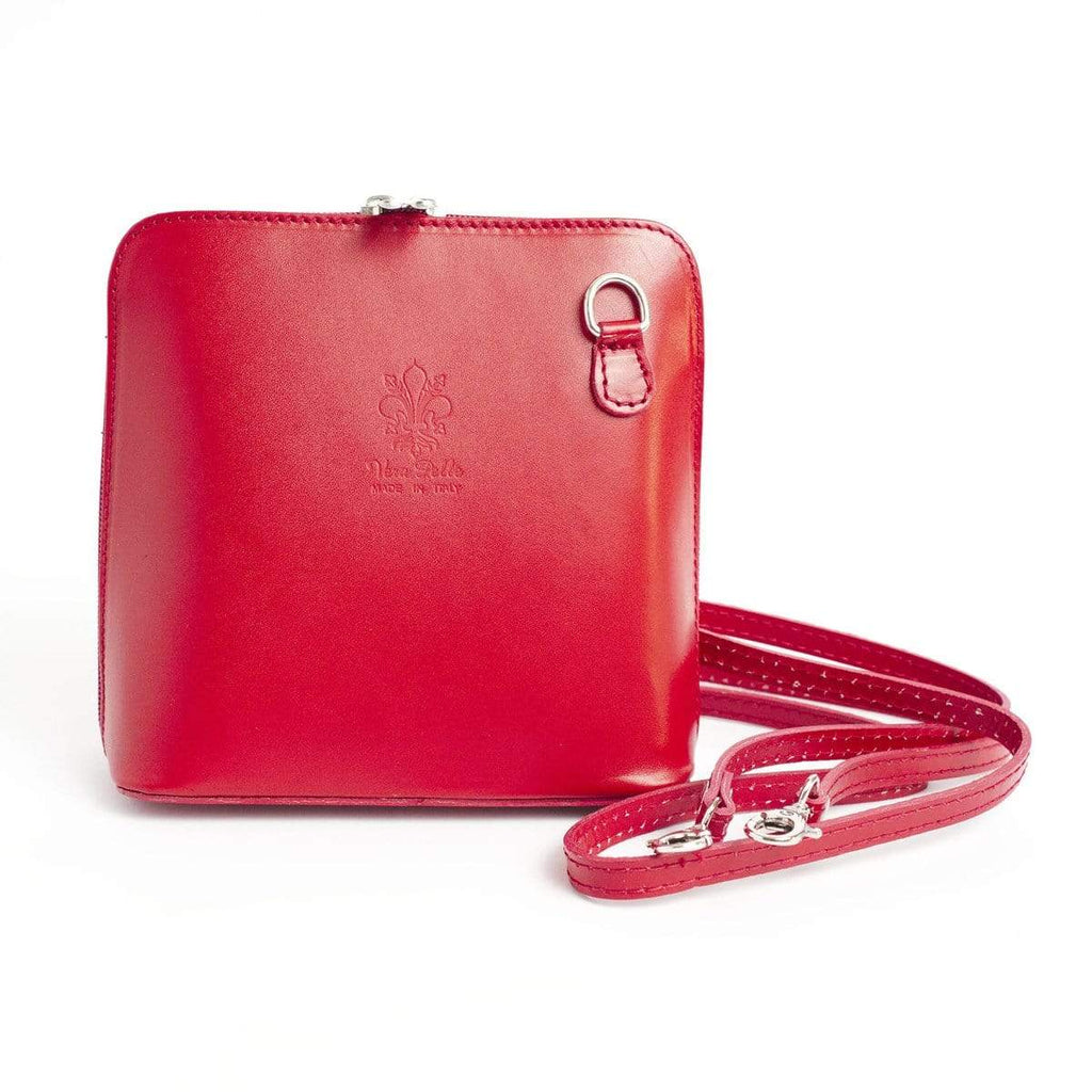 Italian Leather Leather Goods Celia Cross Body Purse in Red