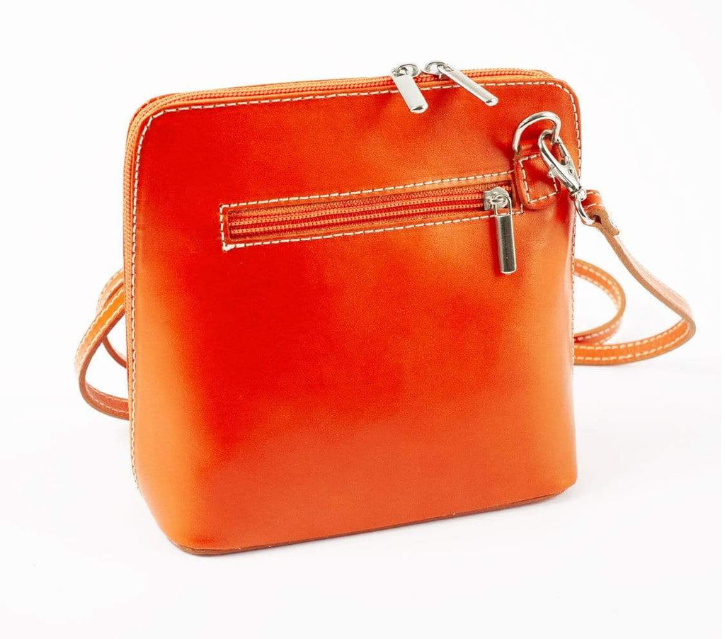 Italian Leather Leather Goods Celia Orange Cross Body