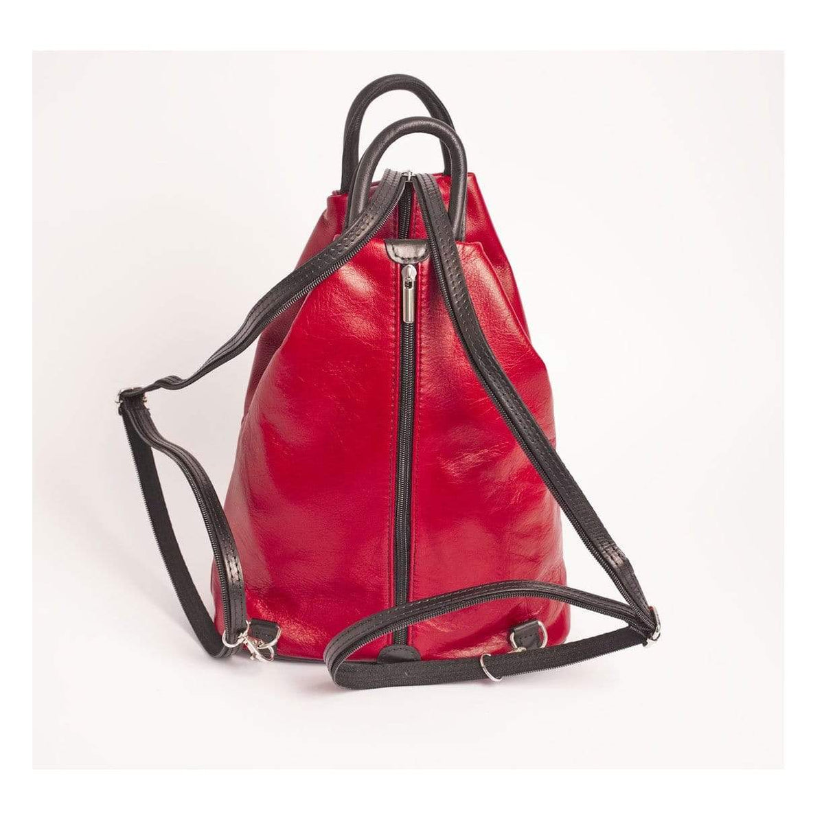 Italian Leather Leather Goods Echo Red Backpack