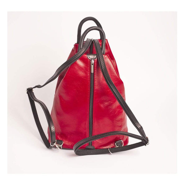 Italian Leather Leather Goods Echo Red Backpack