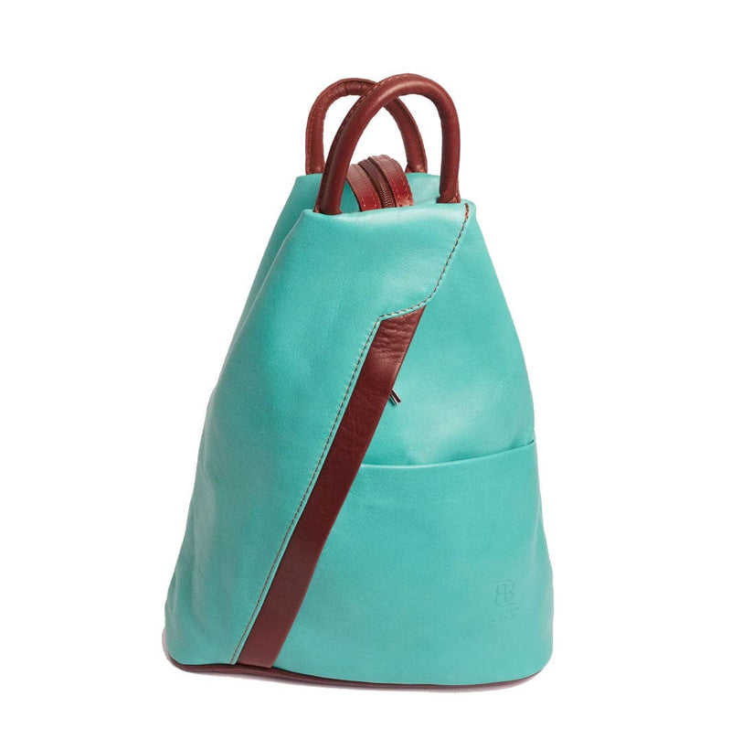 Italian Leather Leather Goods Echo Turquoise Backpack