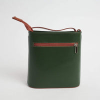 Italian Leather Leather Goods Giovanna Green/Tan Cross Body