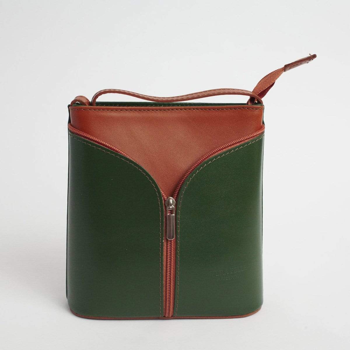 Italian Leather Leather Goods Giovanna Green/Tan Cross Body