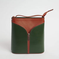 Italian Leather Leather Goods Giovanna Green/Tan Cross Body