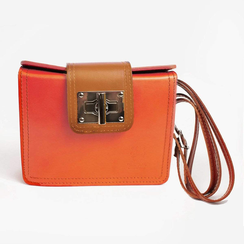 Italian Leather Leather Goods Lucia Orange Cross-Body Bag