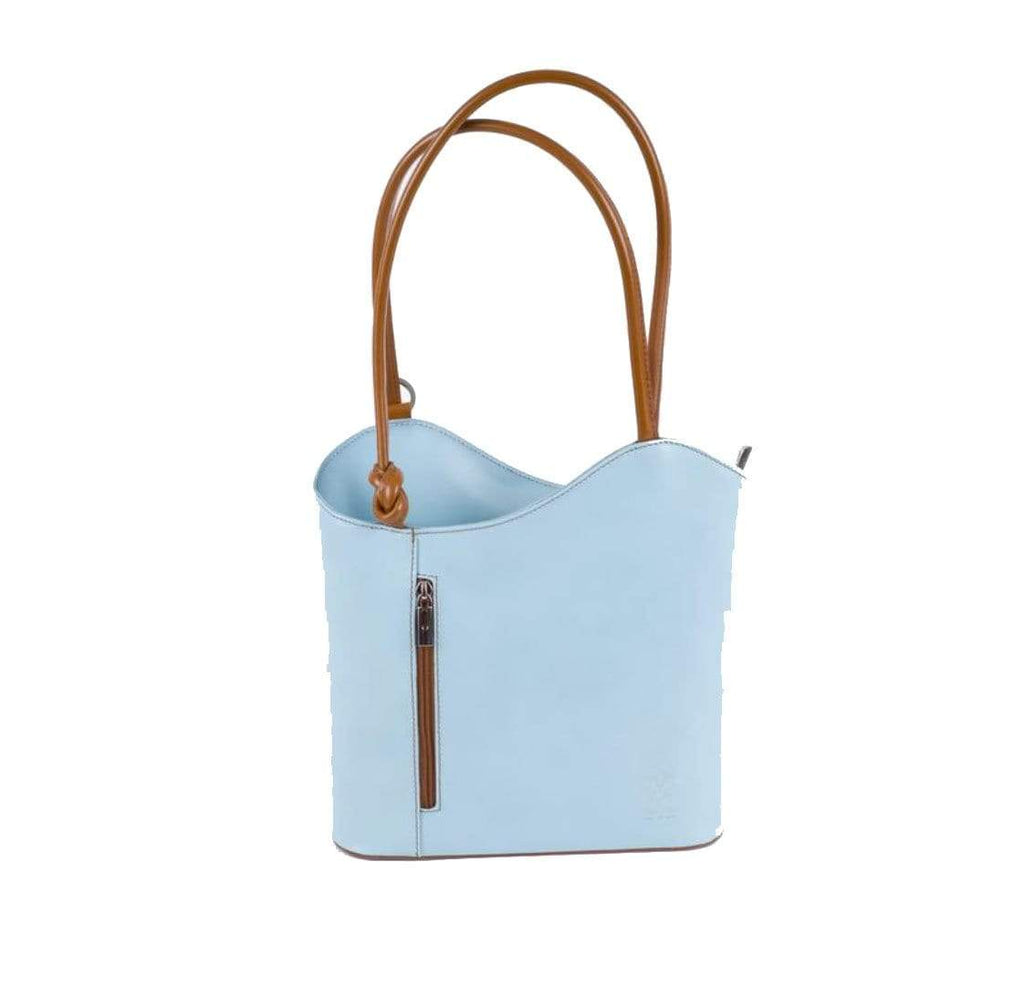 Italian Leather Leather Goods Musetta Light Blue Shoulder Bag
