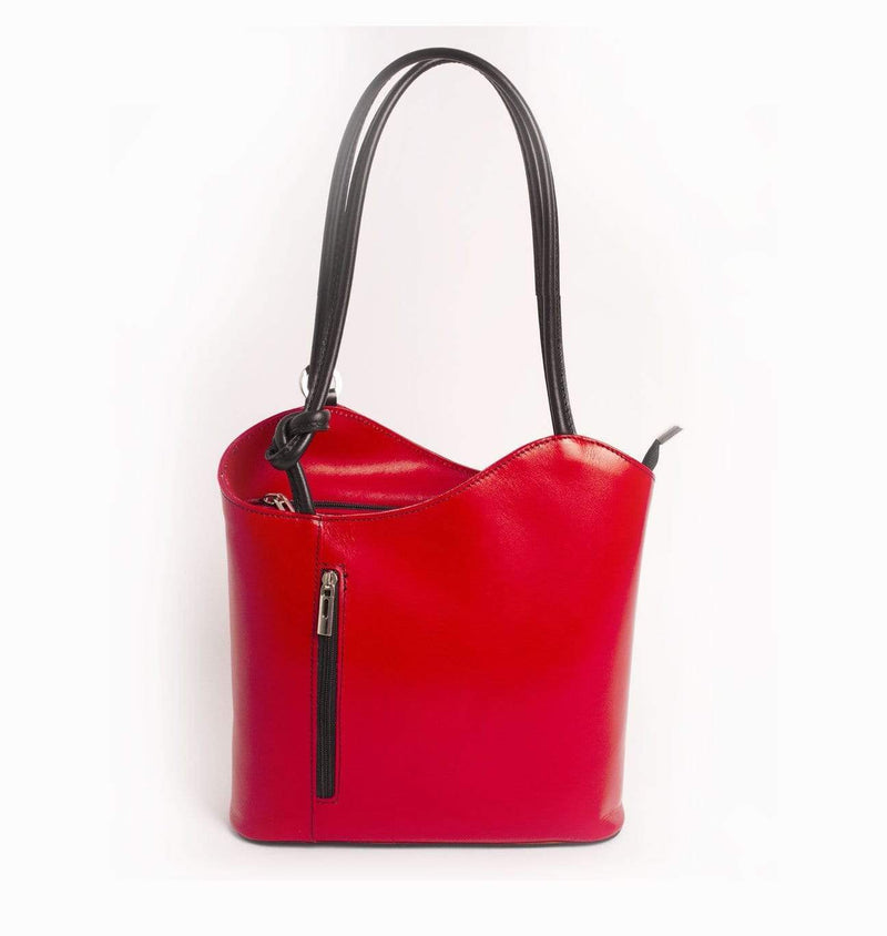 Italian Leather Leather Goods Musetta Red Shoulder Bag/Backpack