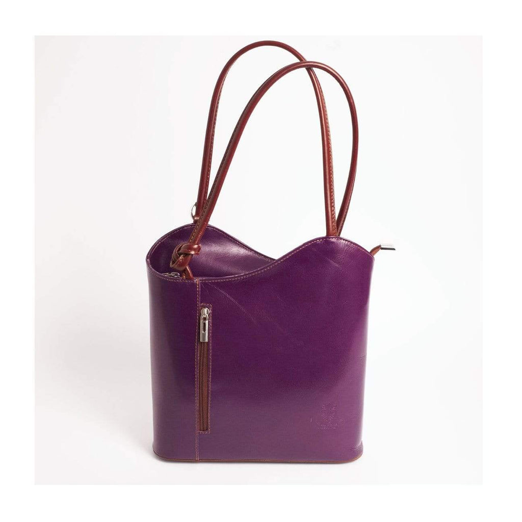Italian Leather Handbag vera Pelle Style Shoulder Bag Converts to Backpack  Marbled Genuine Leather Beautiful Vintage Look 7 Colors 