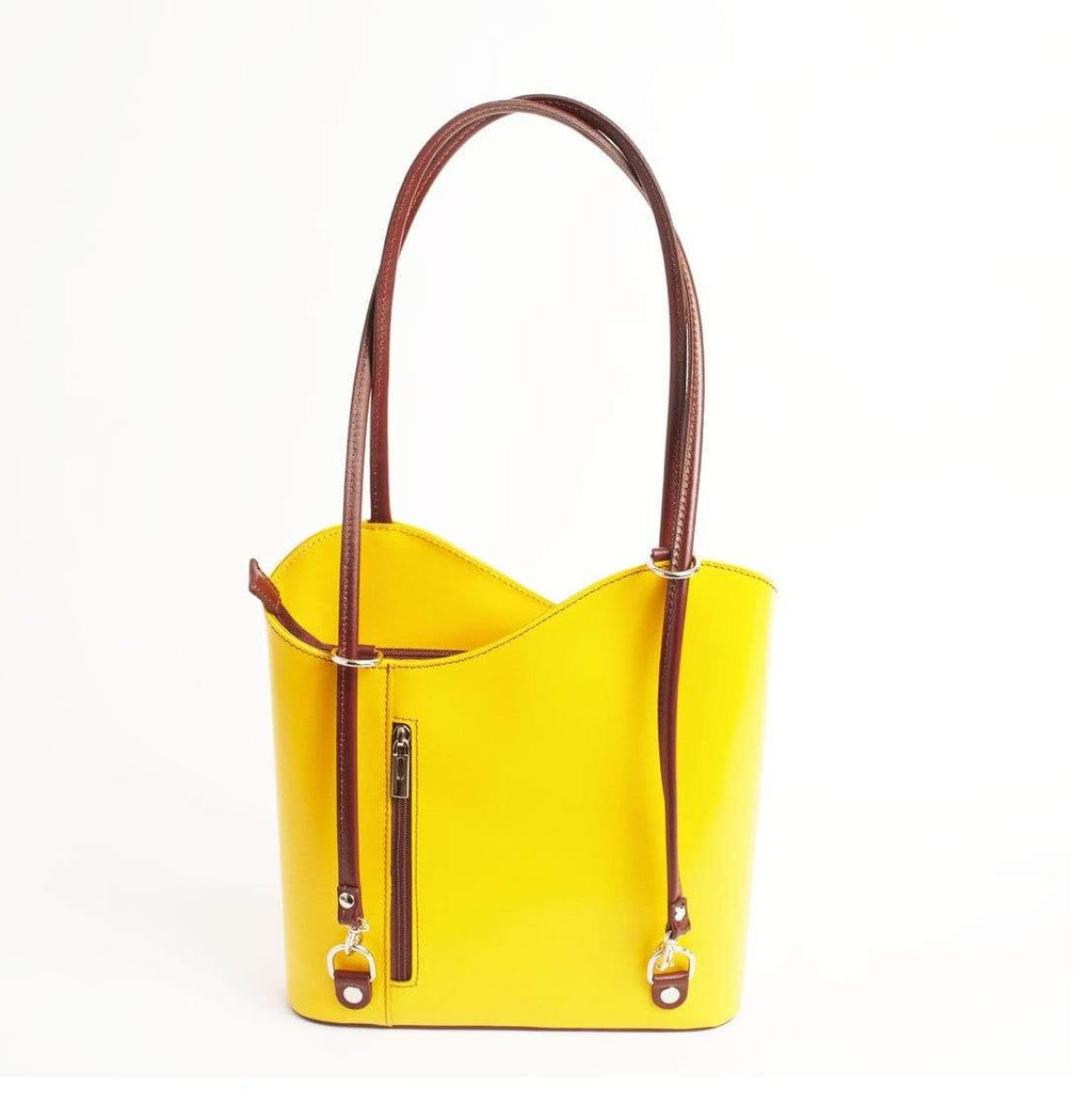 Italian Leather Leather Goods Musetta Yellow Shoulder Bag/Backpack