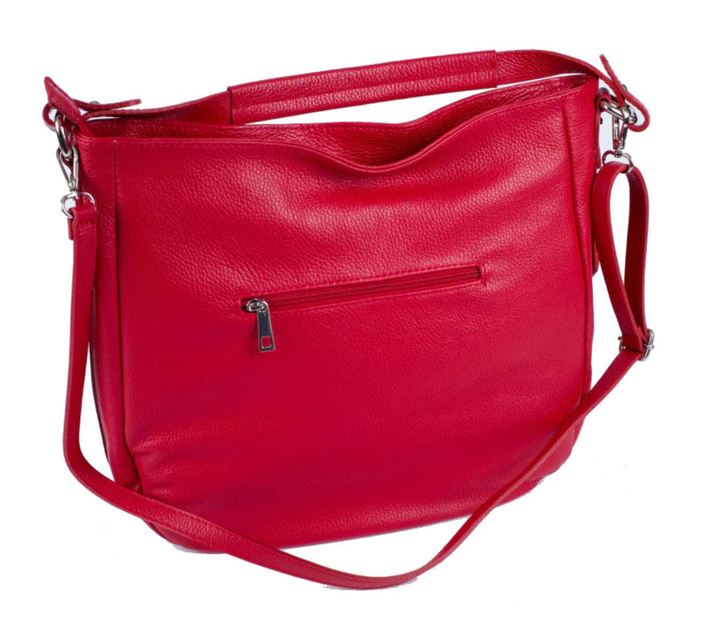 Italian Leather Leather Goods Pisa Red Large Shoulder Bag