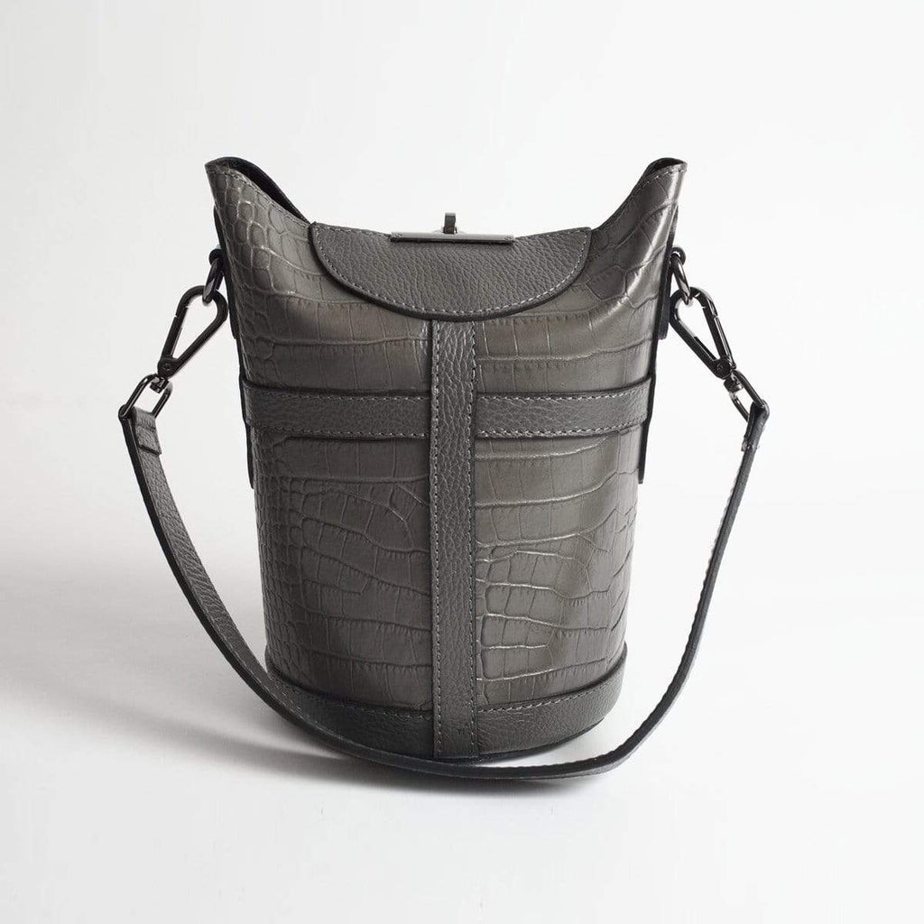 Italian Leather Leather Goods Portofino Shoulder Bag in Grey