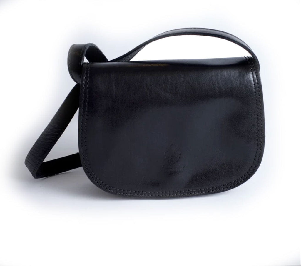 Italian Leather Leather Goods Saturnia Black Shoulder Bag