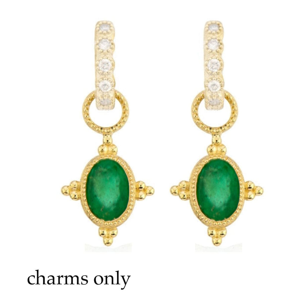 JudeFrances Earrings Oval Emerald Earring 18K Charms