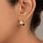 JudeFrances Earrings Wide 18K Gold & Diamond Hoops