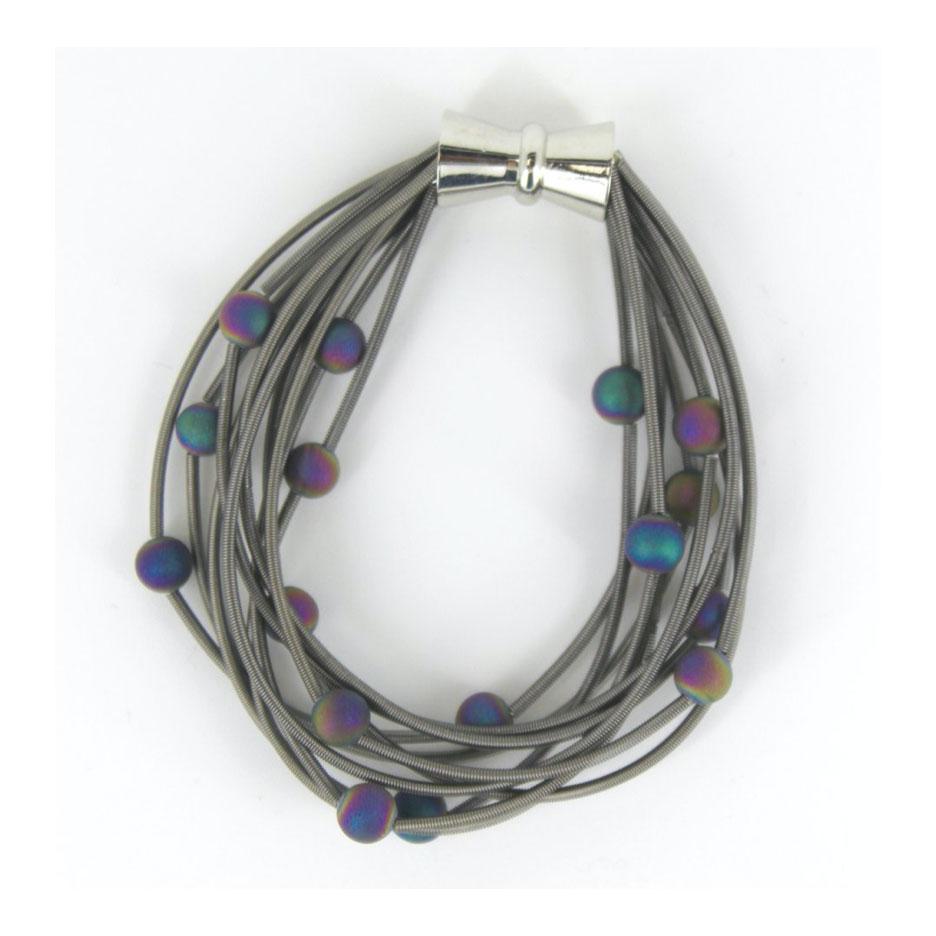 Sea Lily Bracelets 10 Layer Slate Bracelet w. Iridescent Beads