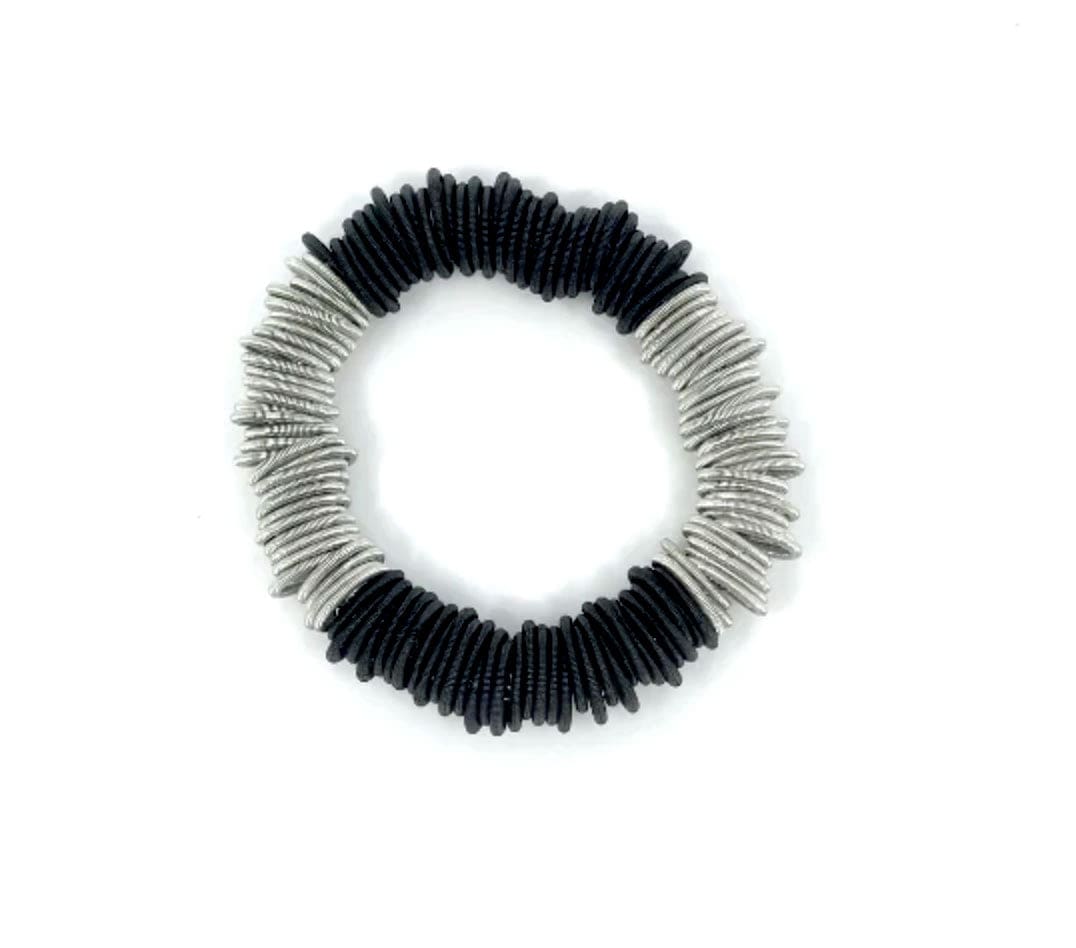 Blue/Black/Silver Magnetic Piano Wire Bracelet – Lynne Goldman