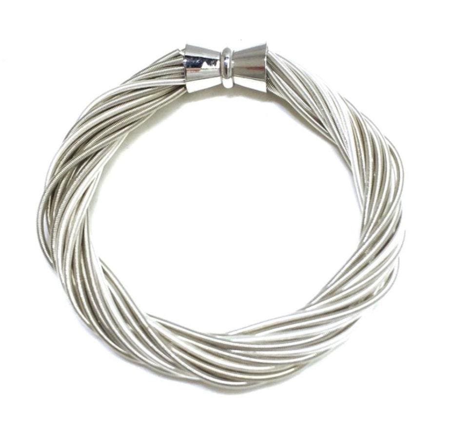 Sea Lily Bracelets Silver/White Twist Piano Wire Bracelet