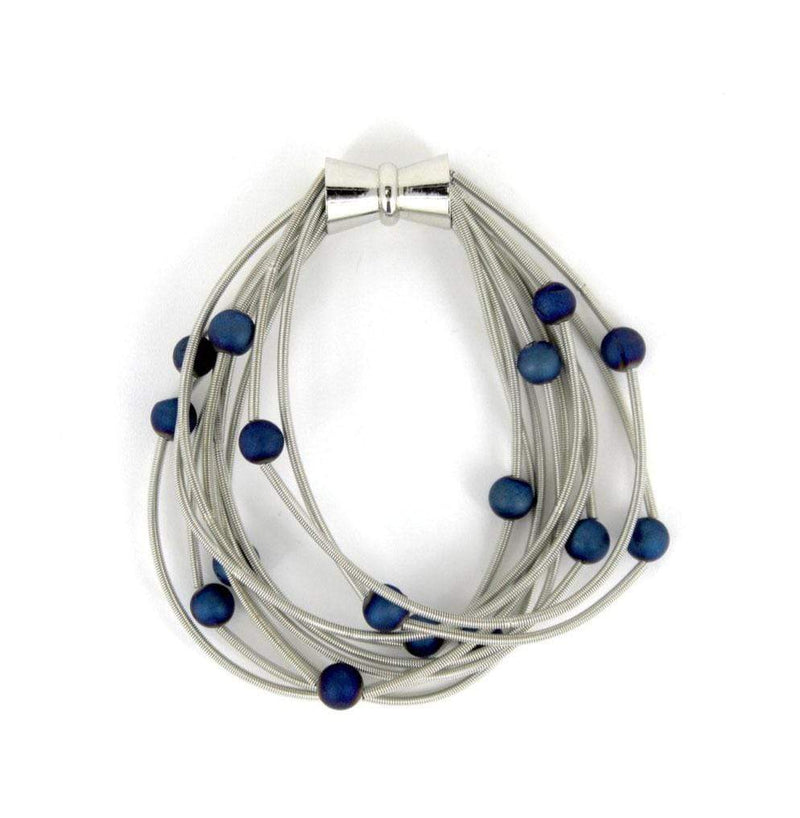 Sea Lily Bracelets Silver Wire Bracelet Blue Beads