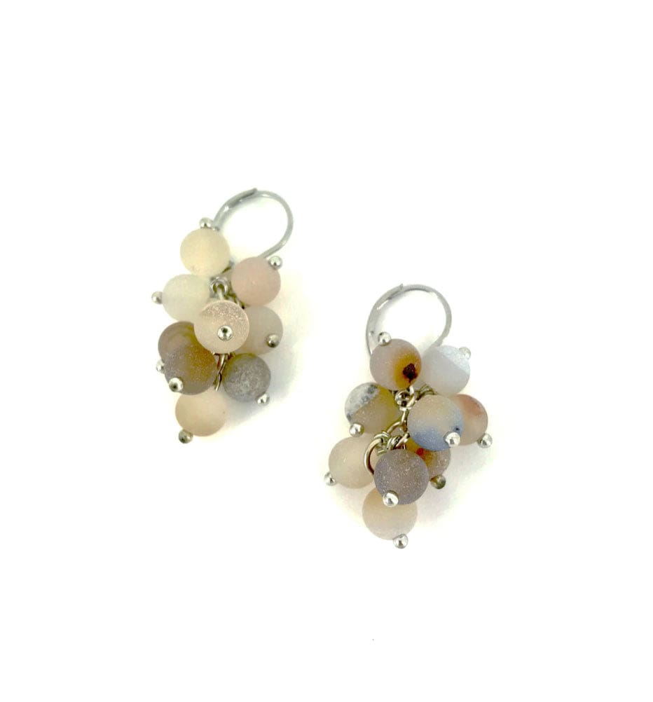 Sea Lily Earrings Apricot Bead Cluster Earrings