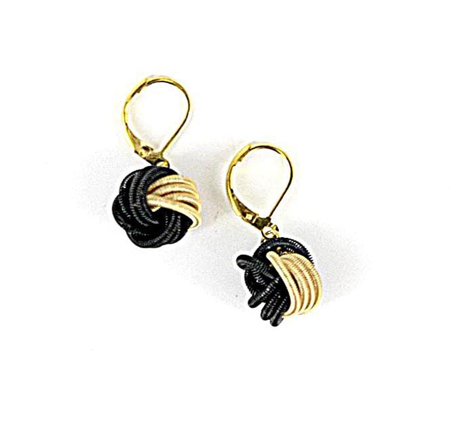 Sea Lily Earrings Black & Gold Knot Earrings