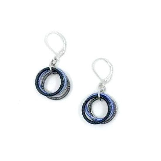 Sea Lily Earrings Blue/Black/Silver Wire Earring