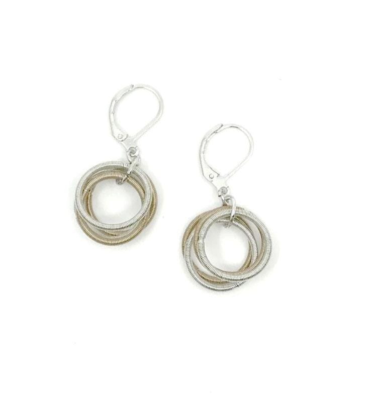Sea Lily Earrings Champagne/Silver Piano Wire Loop Earring