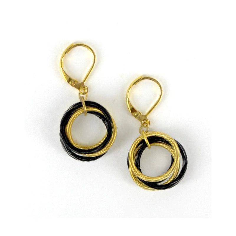 Sea Lily Earrings Gold Black Loop Earring