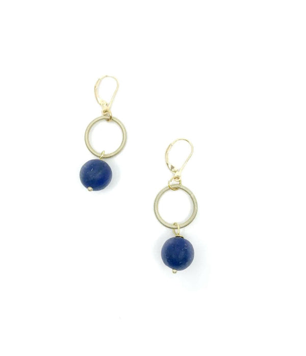 Sea Lily Earrings Lapis Gold Tone Earring
