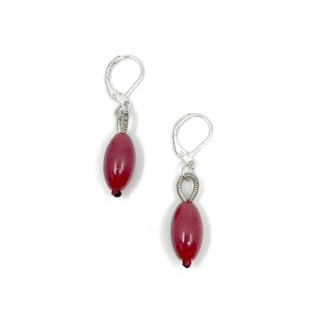 Sea Lily Earrings Red Bead Earring
