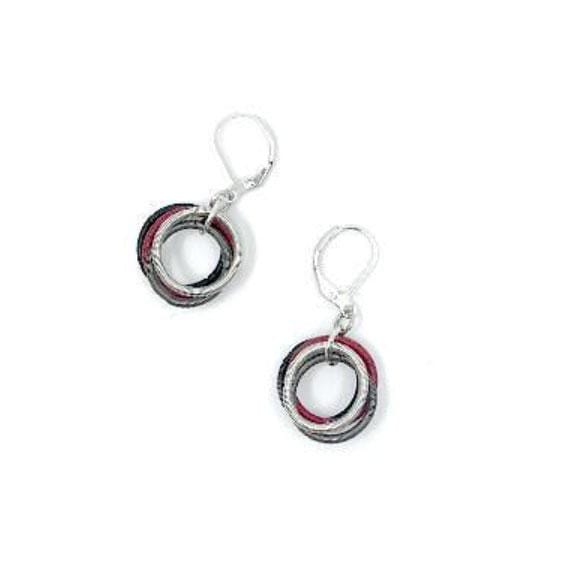 Sea Lily Earrings Red/Black/Silver Wire Earring