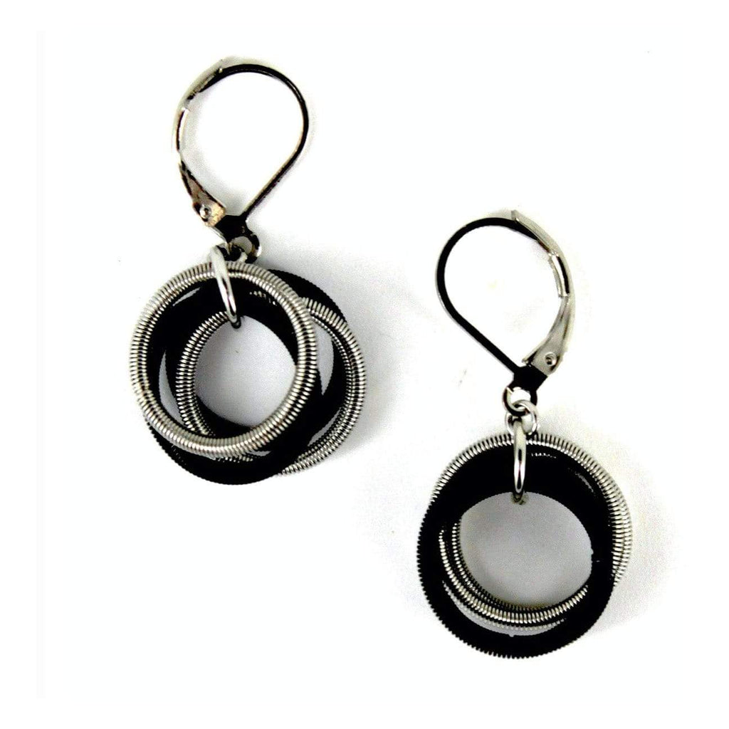 Sea Lily Earrings Silver Black Loop  Earrings