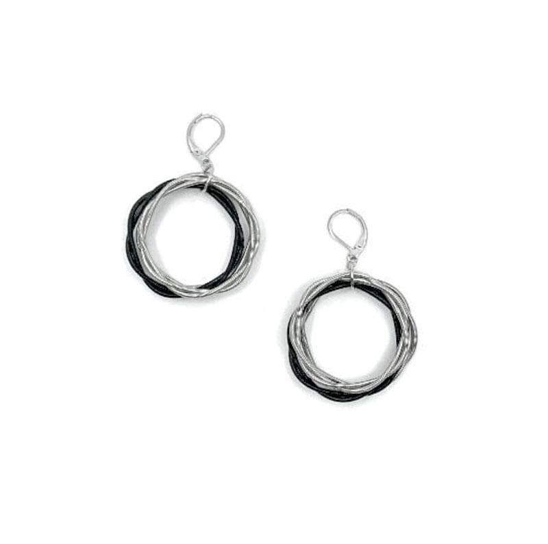Sea Lily Earrings Silver/Black Twisted Loop Piano Wire Earring