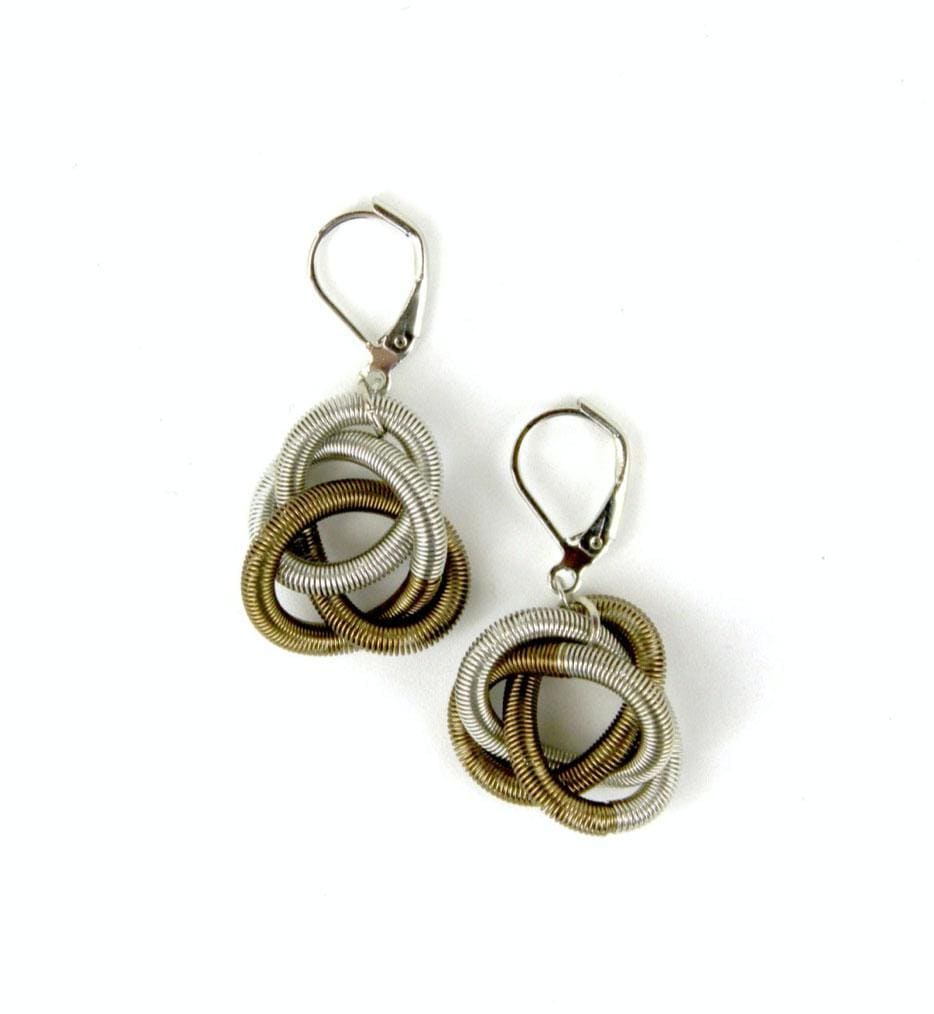 Sea Lily Earrings Silver & Bronze Twisted Loop Earrings