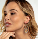 Sea Lily Earrings Silver/Slate/Gold Lg Loop Earrings