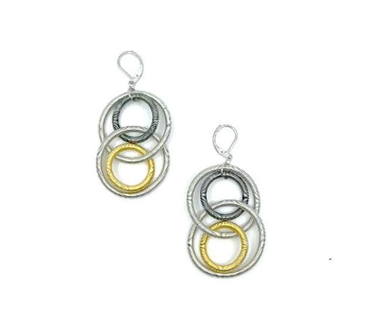 Sea Lily Earrings Silver/Slate/Gold Lg Loop Earrings